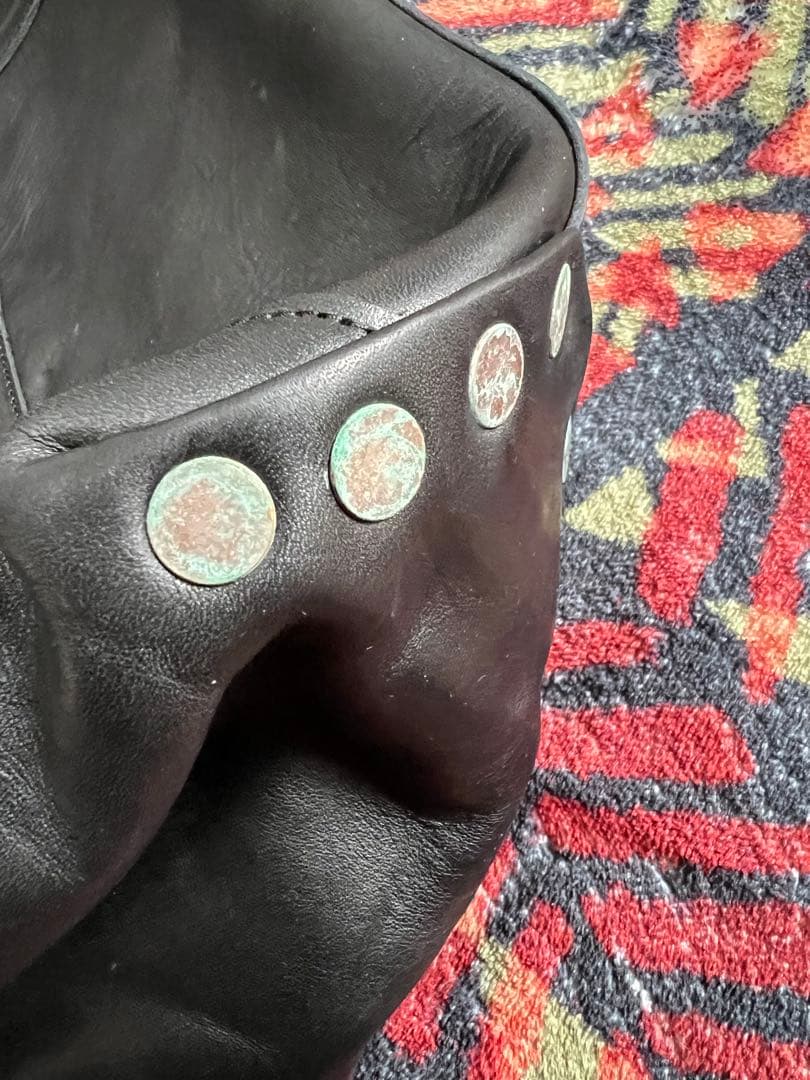 【美品】RRL ダブルアールエル ブラックレザートートバッグ