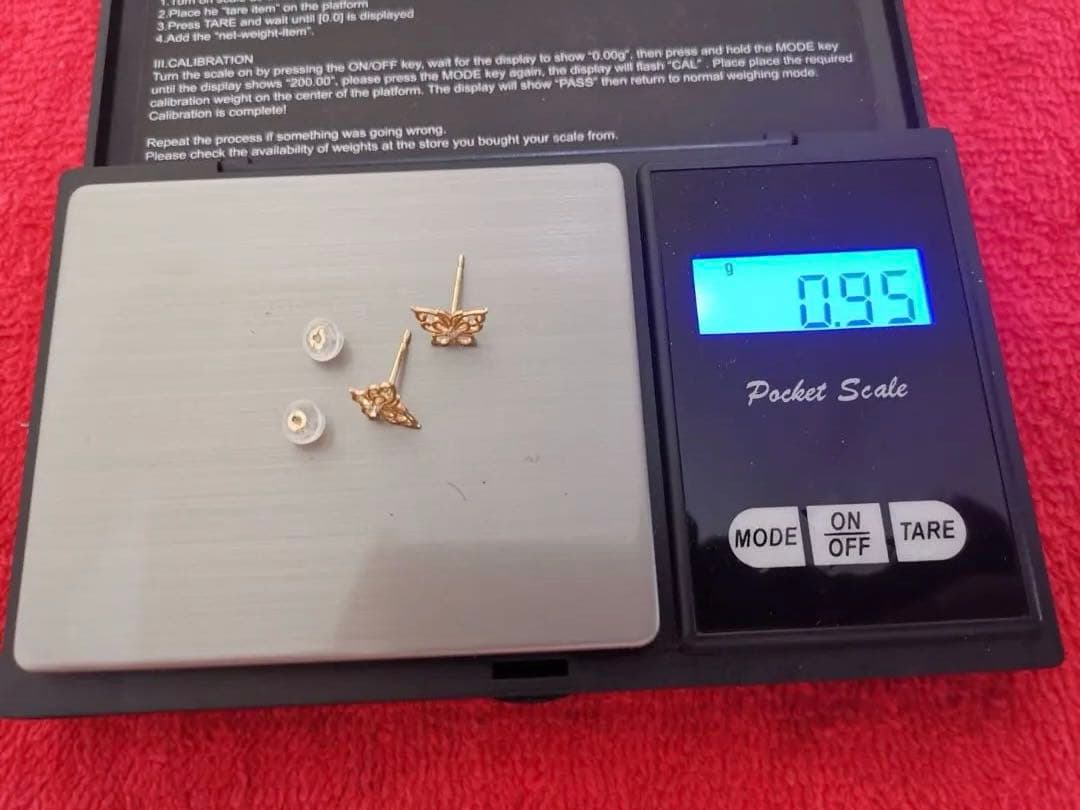 K18 バタフライスタッドピアス