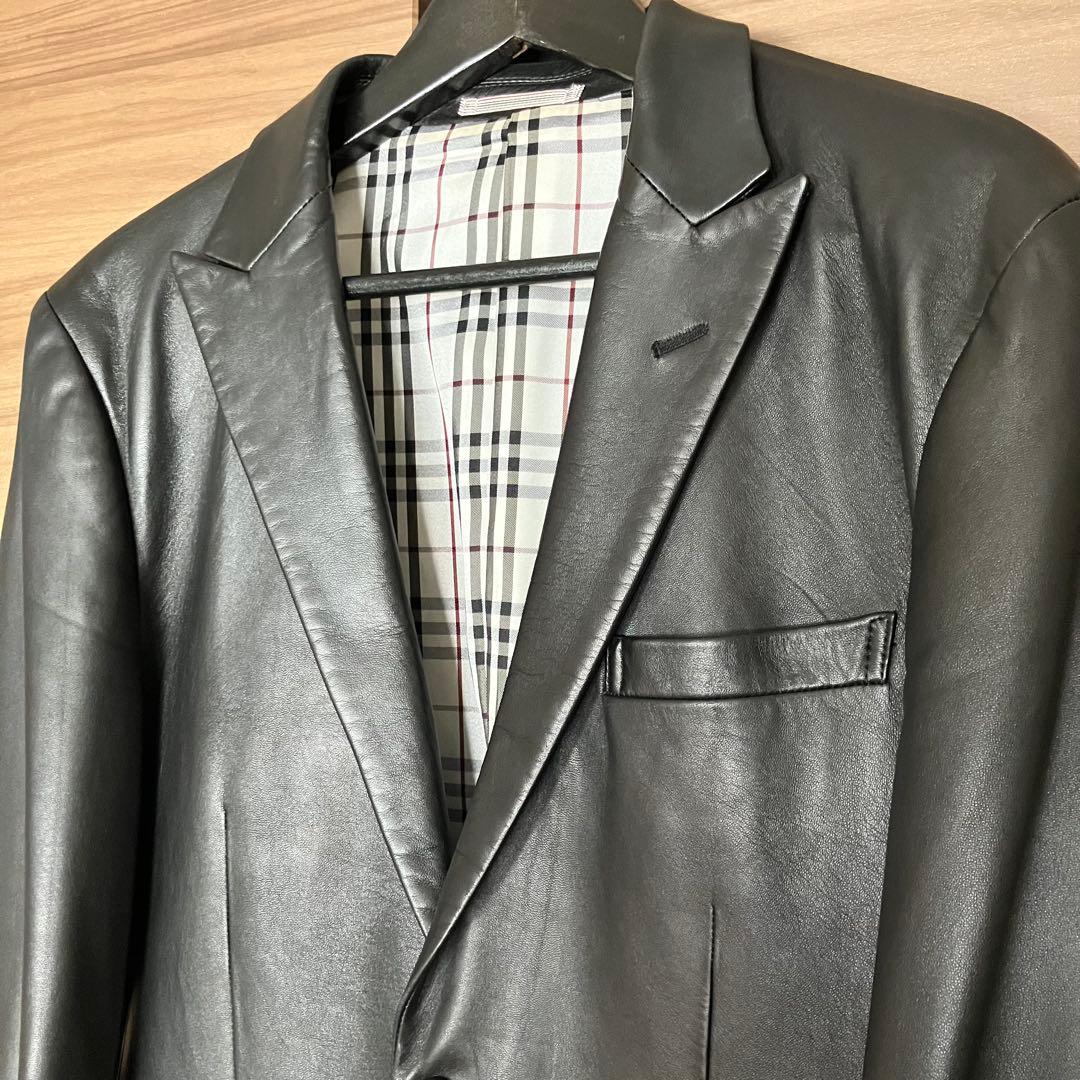 【美品】BURBERRY BLACK LABEL レザー テーラードジャケット