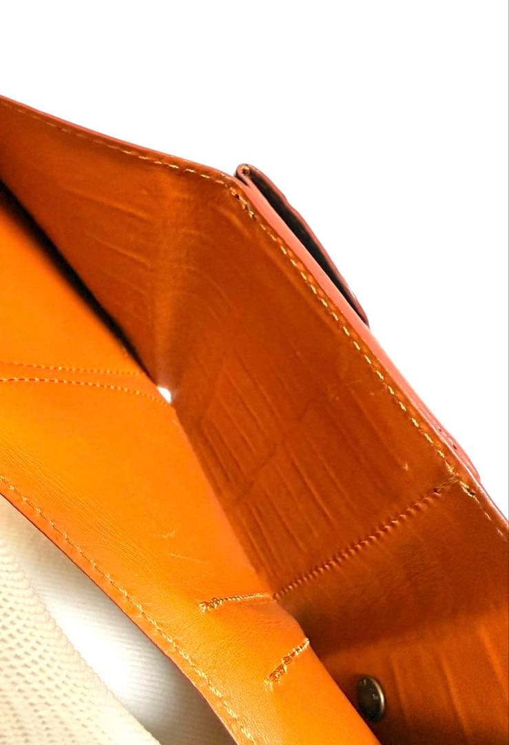 美品☆Felisi 三つ折り財布 レザー クロコ型押し ロゴ刻印 969