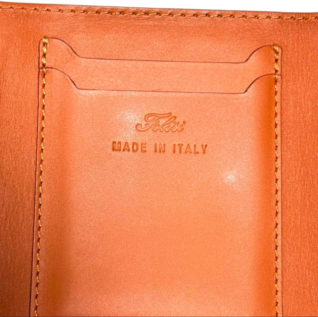 美品☆Felisi 三つ折り財布 レザー クロコ型押し ロゴ刻印 969