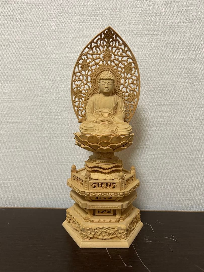 釈迦如来　木製仏像　柘植　訳あり品