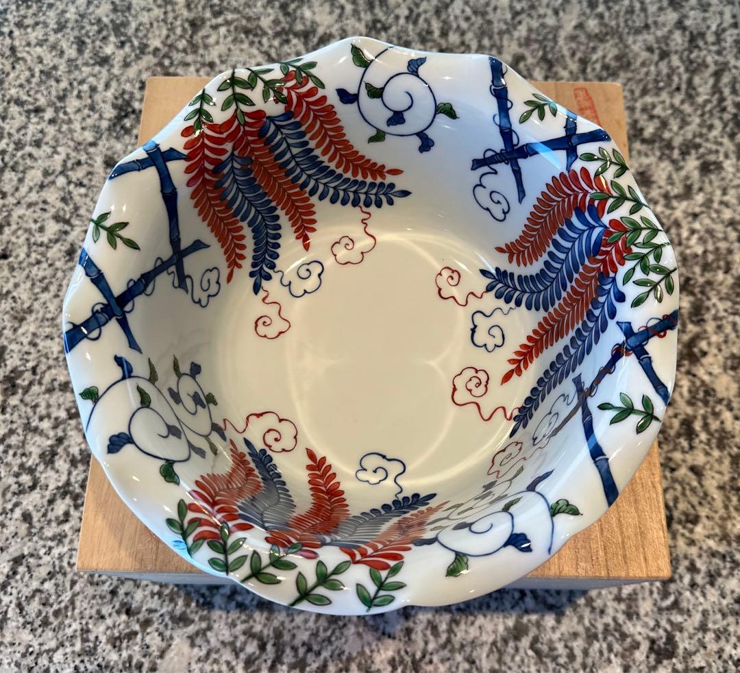 源右衛門　染錦萩絵　鉢物　共箱有　ゲンエモン