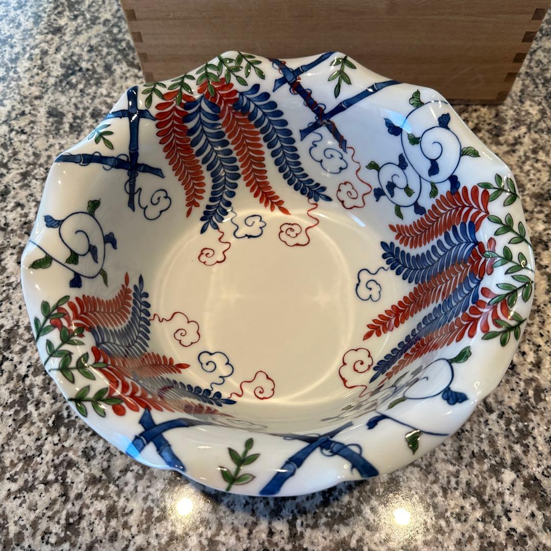 源右衛門　染錦萩絵　鉢物　共箱有　ゲンエモン