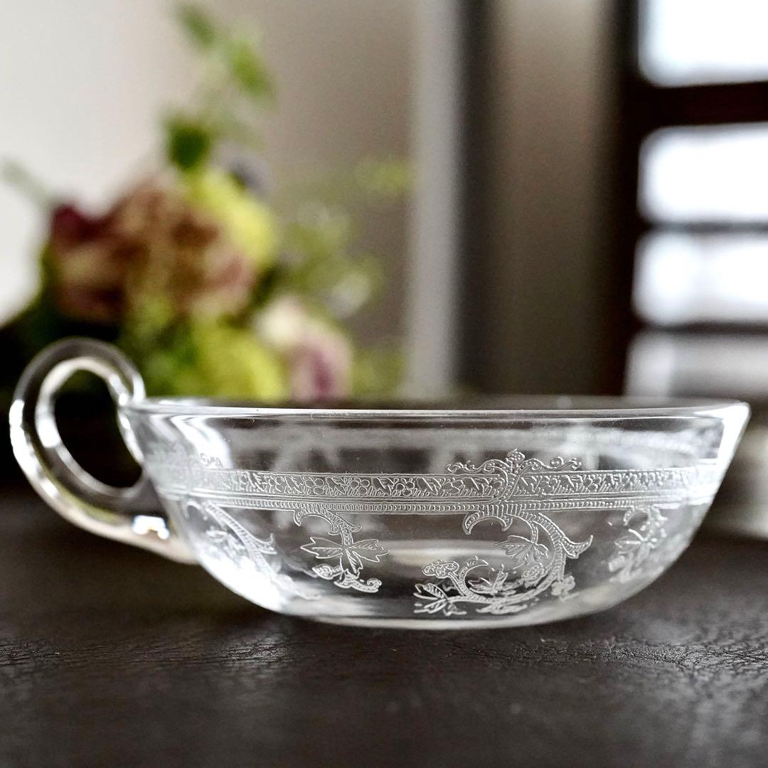 サンルイ★メス★アンティーク クリスタル デザートカップ グラス★トレイ希少レア