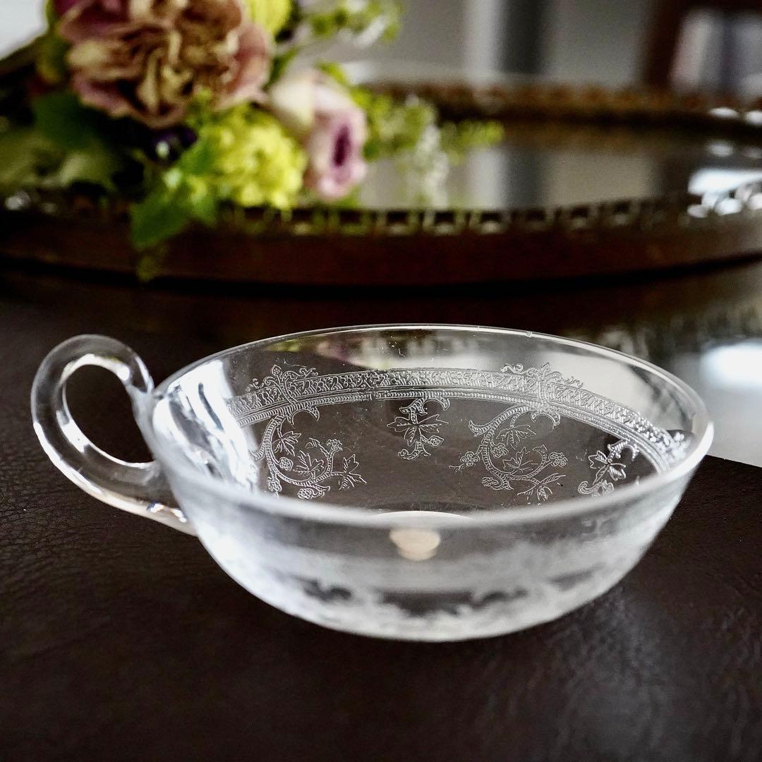 サンルイ★メス★アンティーク クリスタル デザートカップ グラス★トレイ希少レア