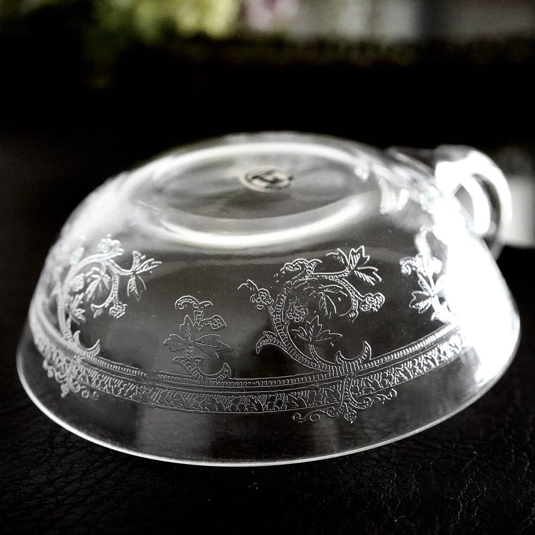 サンルイ★メス★アンティーク クリスタル デザートカップ グラス★トレイ希少レア