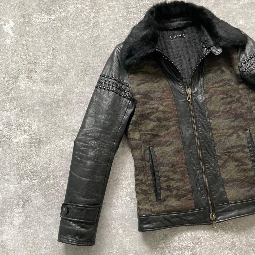 【TETE HOMME】 PLAG テットオム 極上ラムレザージャケット 迷彩