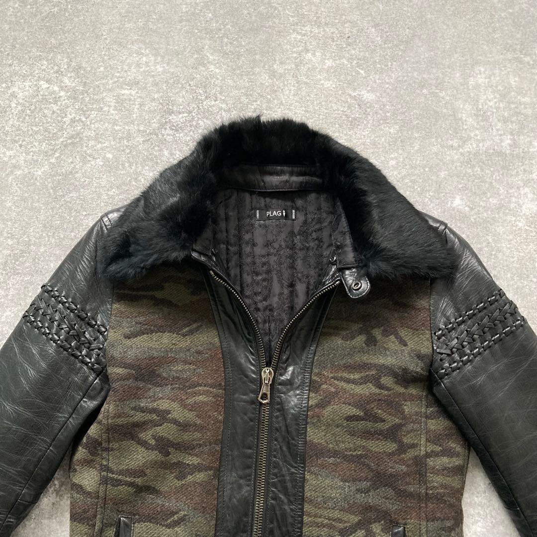 【TETE HOMME】 PLAG テットオム 極上ラムレザージャケット 迷彩