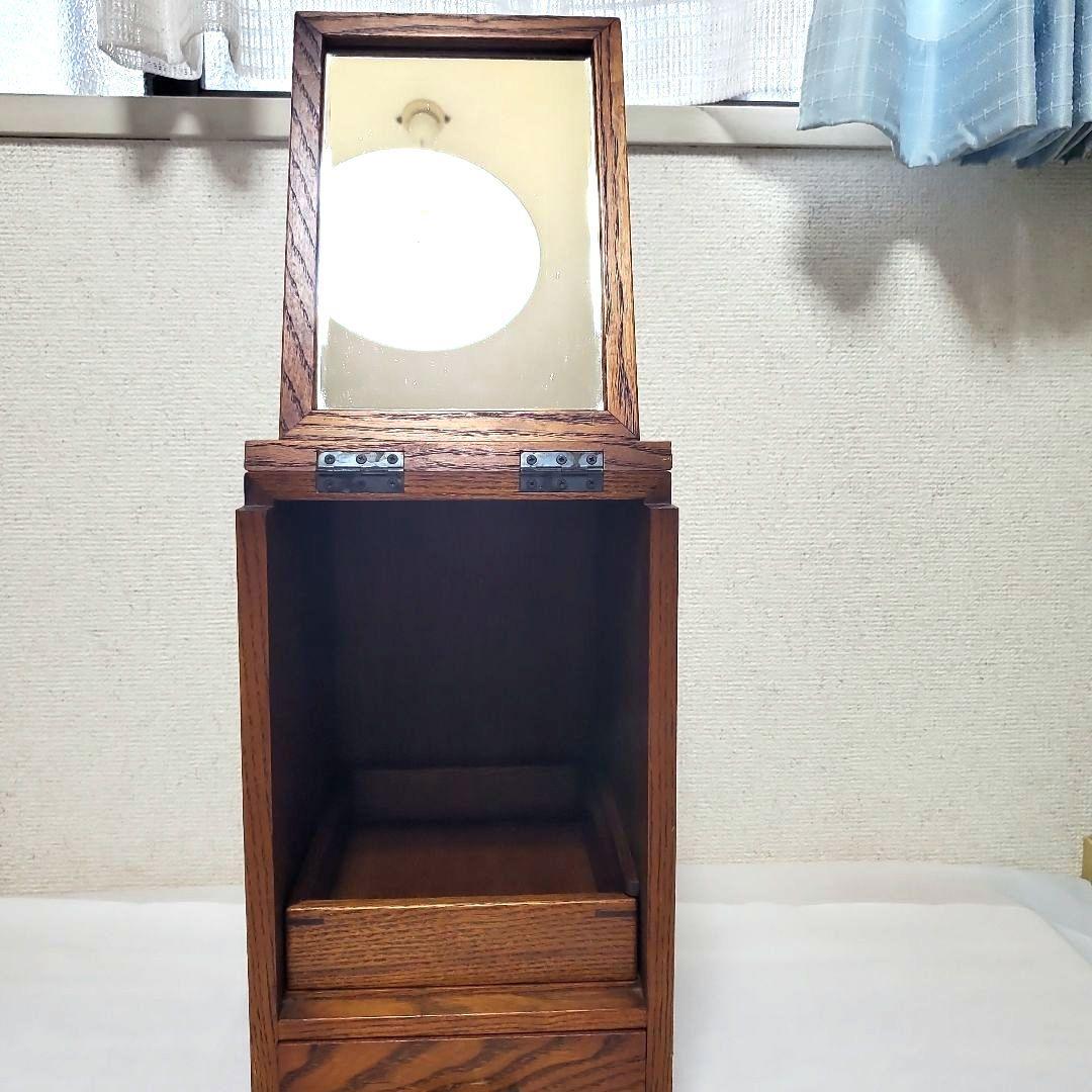【高級木工】江戸指物 箱鏡台 キハダ材 桑材 網代編み模様 昭和レトロ