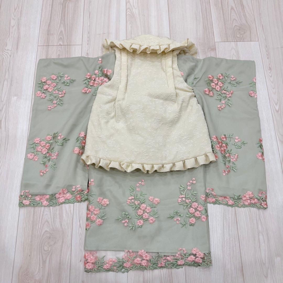 七五三 着物 3歳 フラワーレース着物ワンピ＆被布セット