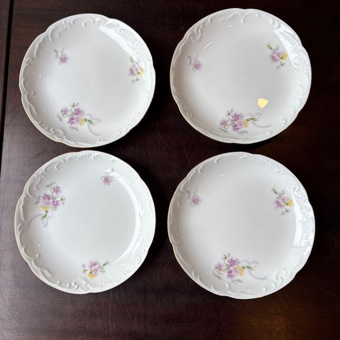 大倉陶園　オーダーメイド　すみれのお皿4枚　希少！お値下げ