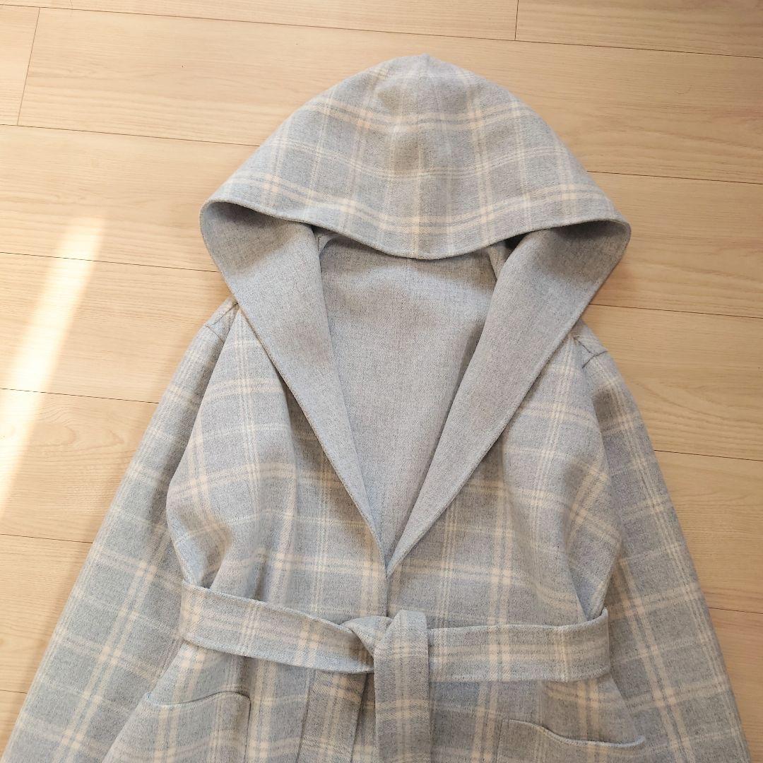 Max Mara　フーディ ピュアヴァージンウールロングコート　リバーシブル