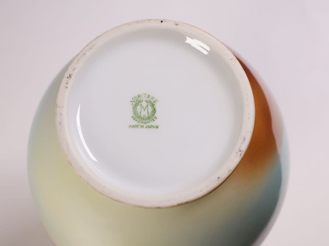 【CM304】オールドノリタケ 湖畔の風景 花瓶 高21cm 夕焼け 花入 花器