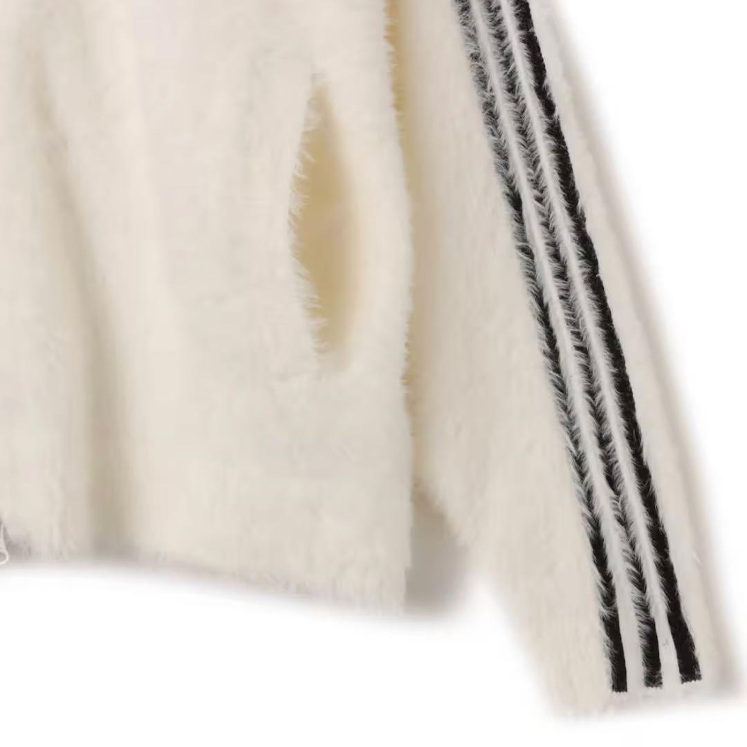 新品M⭐️adidas フェイクモヘヤ クラシック トラックトップ 白 ふわトロ