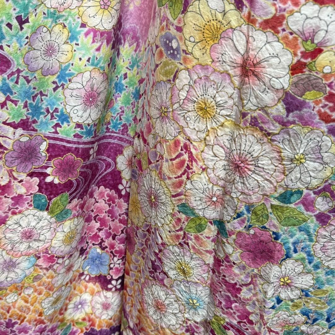 美品　辻ヶ花　地紋　花絞り　ガード加工　ぼかし　振袖　※振袖・パール重ね衿のみ
