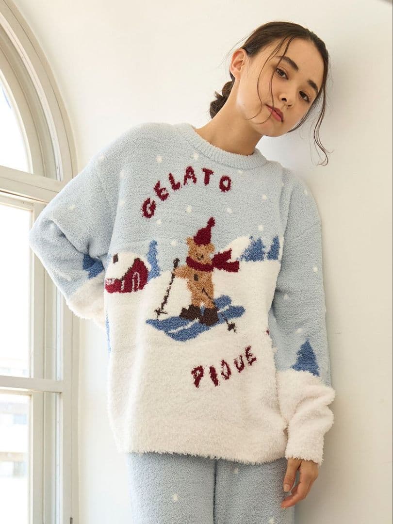 HOLIDAYスキーベアジャガードプルオーバー ミント