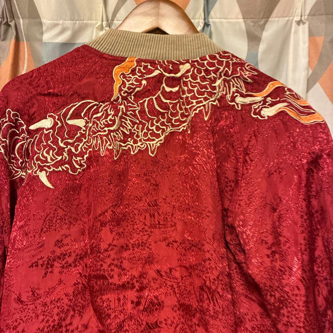 SCRIPT 花旅楽団 スカジャン 鯉×龍 リバーシブル 赤×黒 S 渋谷龍太