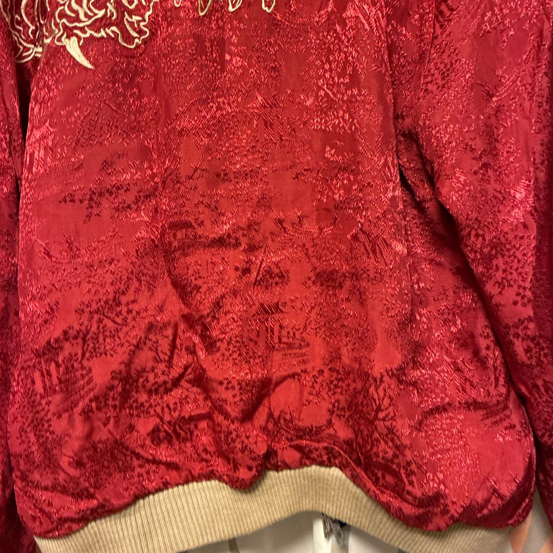 SCRIPT 花旅楽団 スカジャン 鯉×龍 リバーシブル 赤×黒 S 渋谷龍太