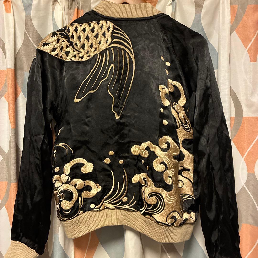 SCRIPT 花旅楽団 スカジャン 鯉×龍 リバーシブル 赤×黒 S 渋谷龍太