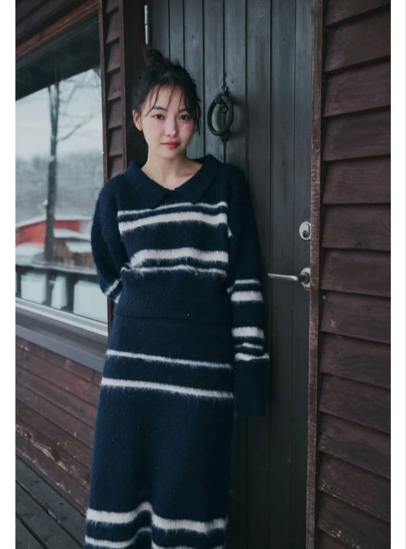 【andequal】 セットアップ nuance border knit