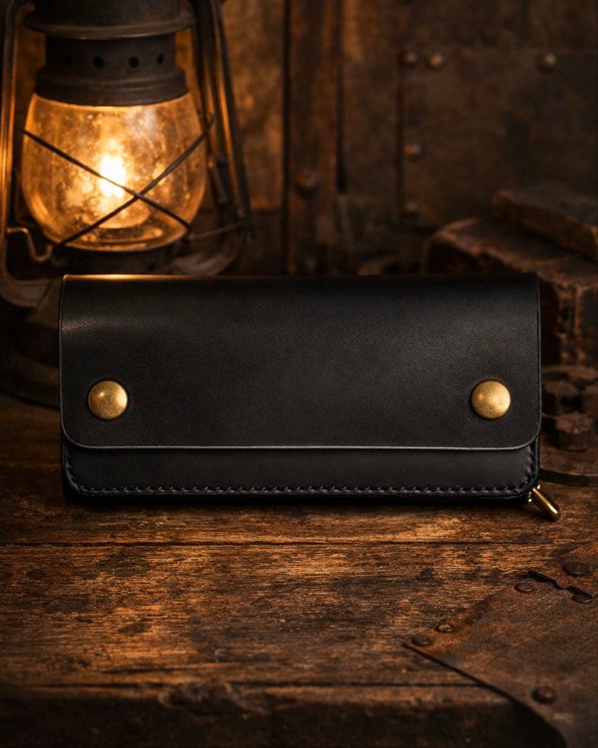 2層トラッカーウォレット　栃木レザー　真鍮