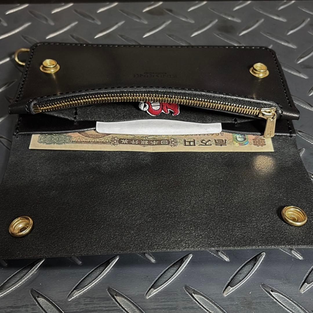 2層トラッカーウォレット　栃木レザー　真鍮