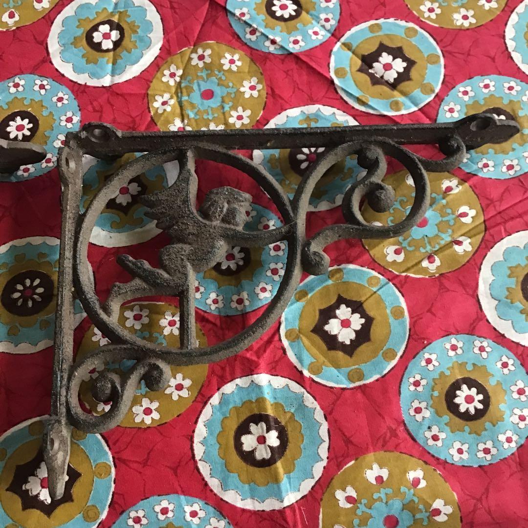 レトロ　L字金具　エンジェル　天使　棚受け　アイアン　４点