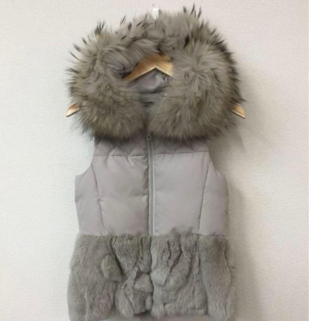 VICKY ダウンベスト ファーベスト　リアルファーベストグレー XS (SS)