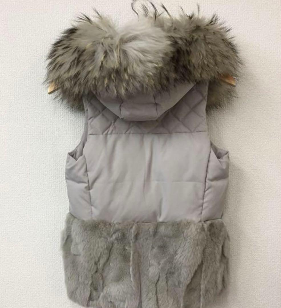 VICKY ダウンベスト ファーベスト　リアルファーベストグレー XS (SS)