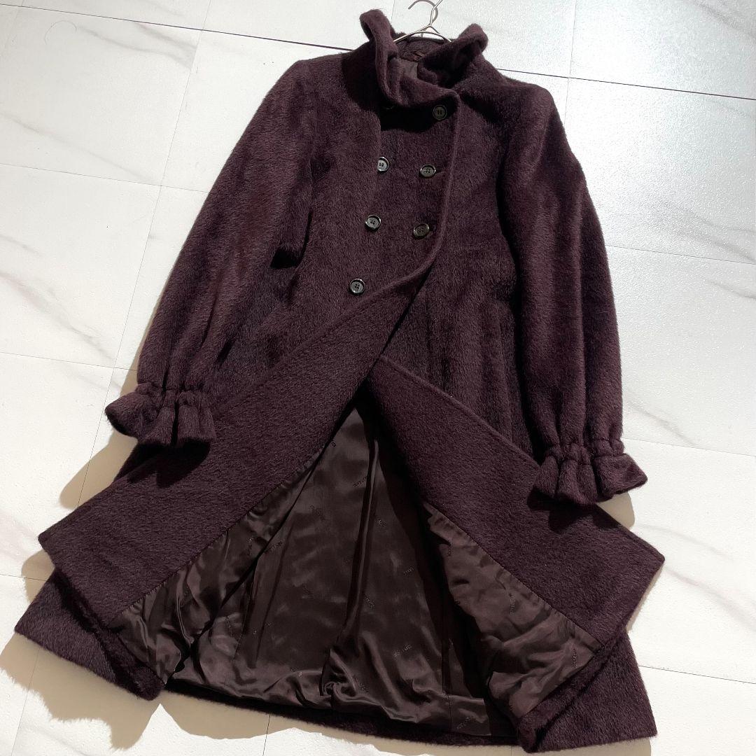 極美品 MaxMara 白タグ近年モデル アルパカシャギー ロングコート 40