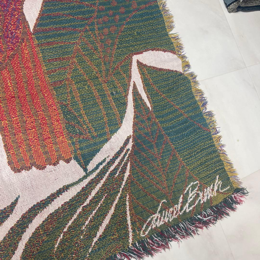 鳥　マルチカバー　ソファーカバー　ヴィンテージラグ　170x116