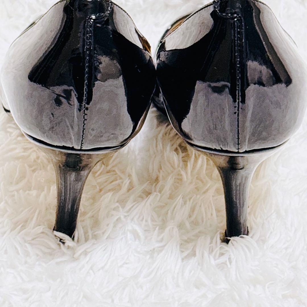 ペリーコ アネッリ エナメルパンプス ブラック 37 ポインテッドトゥ