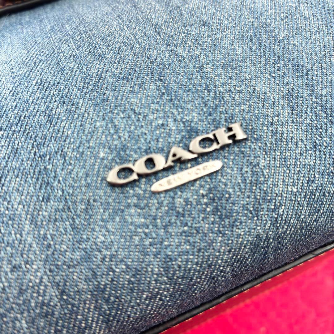 コーチ デニム スワッガー 2way ハンドバッグ ショルダーバッグ 花柄