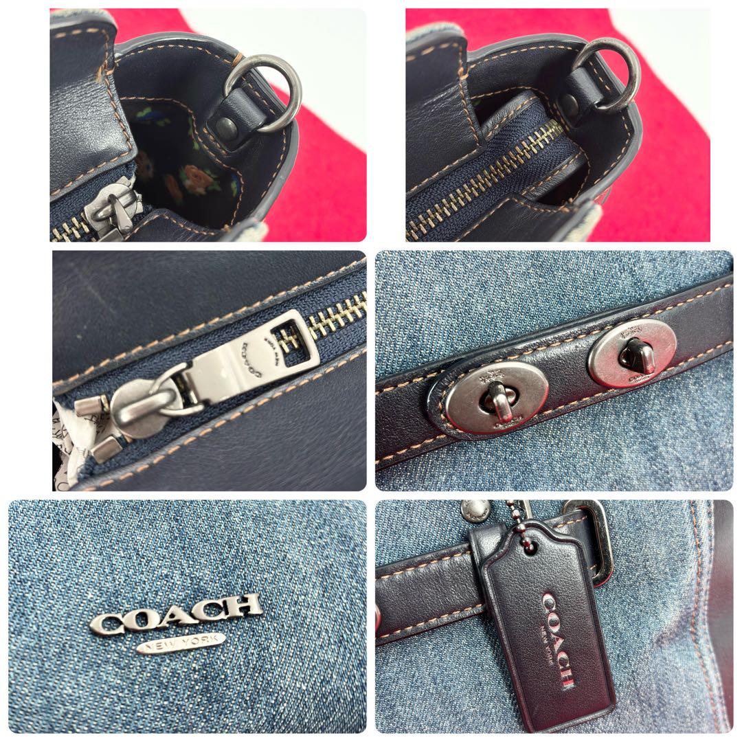 コーチ デニム スワッガー 2way ハンドバッグ ショルダーバッグ 花柄