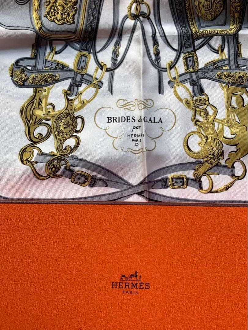 【極美品】HERMESカレBRIDESde GALA シルクスカーフ 水色