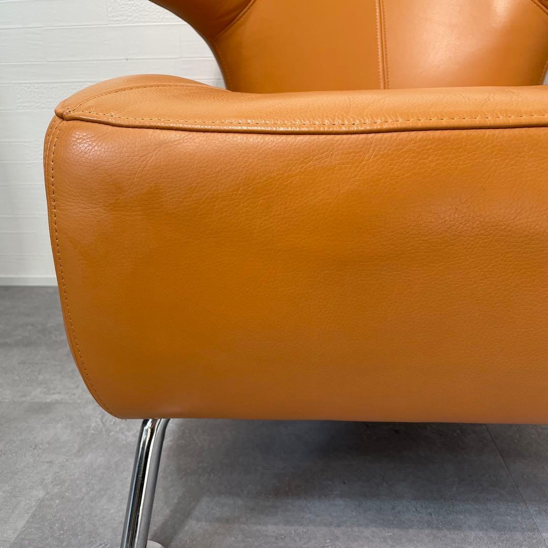 送料込　IDC OTSUKA ドミシール 総革張　アームチェア レザー　オレンジ