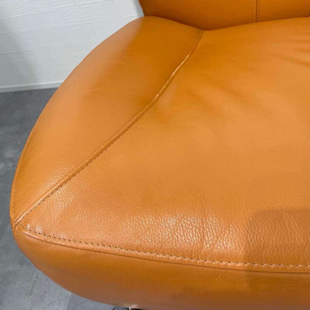 送料込　IDC OTSUKA ドミシール 総革張　アームチェア レザー　オレンジ