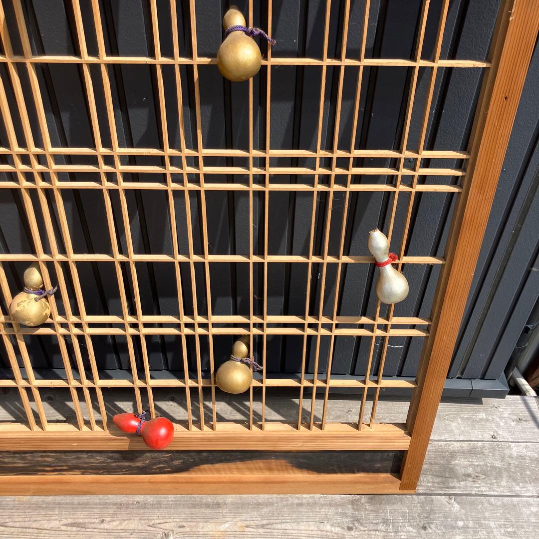 アンティーク建具 組子細工格子 透かし建具 襖 骨董品 欄間 みやび格子 瓢箪