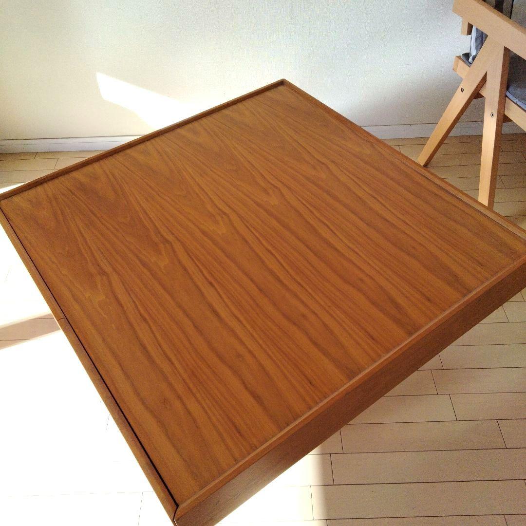 センターテーブル　ローテーブル　木製　アイアン脚　正方形　引出し収納