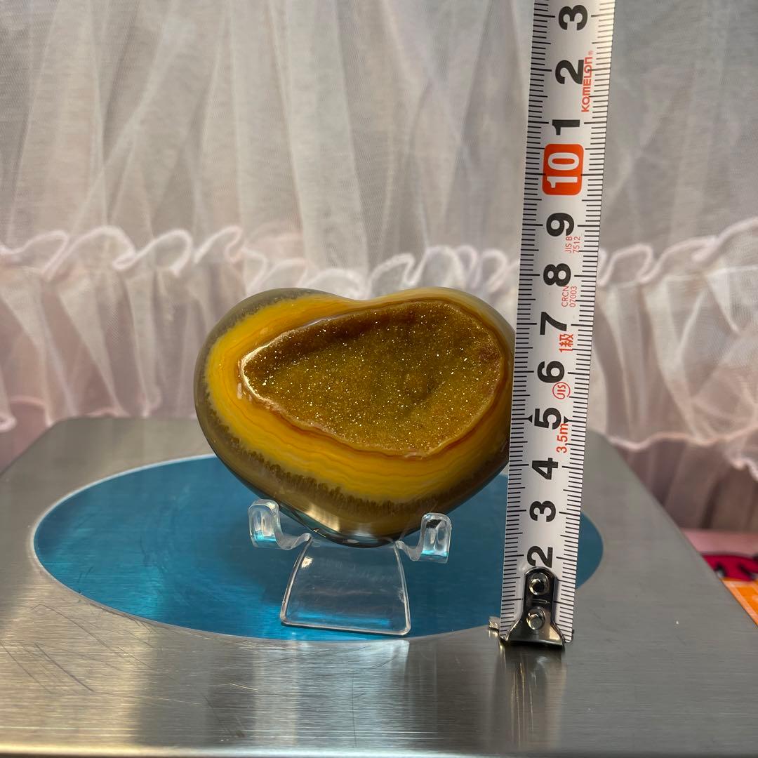 ブラジル産　天然石 金色アメジスト クラスター  ハート型  トレジャーメノウ