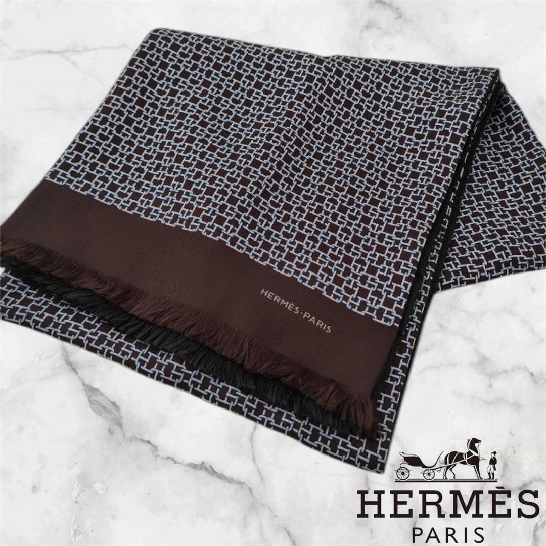 美品✨HERMES マフラー シルク カシミヤ混　リバーシブル