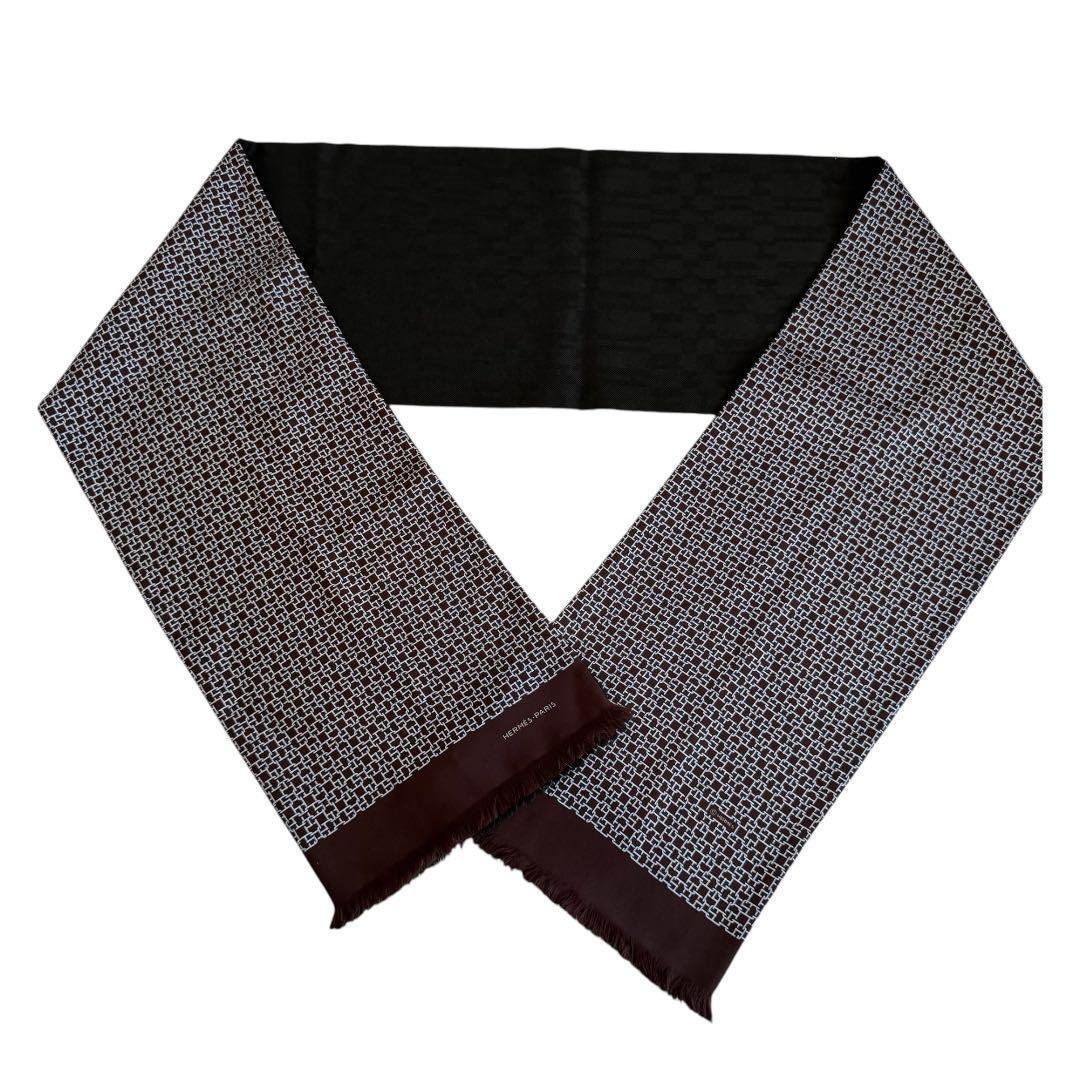 美品✨HERMES マフラー シルク カシミヤ混　リバーシブル