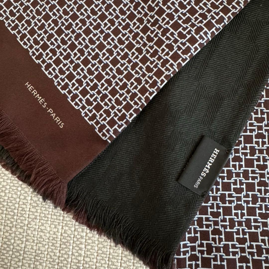 美品✨HERMES マフラー シルク カシミヤ混　リバーシブル