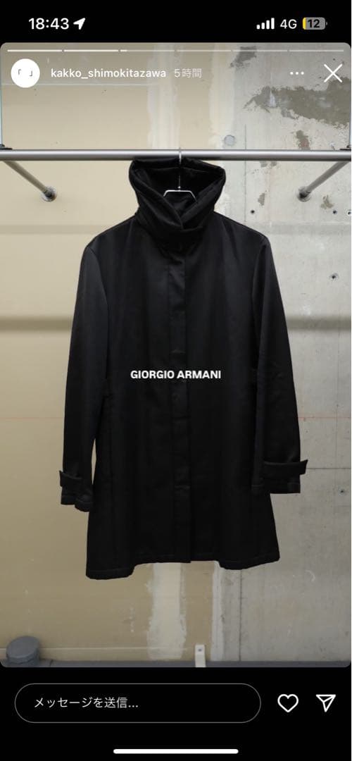 Giorgio Armani ブラック トレンチコート
