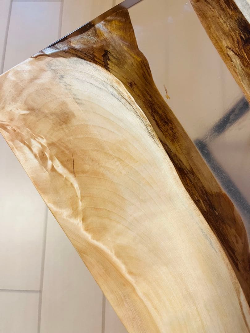 サイドテーブル　レジンテーブル　ソファテーブル　リバーテーブル　栃