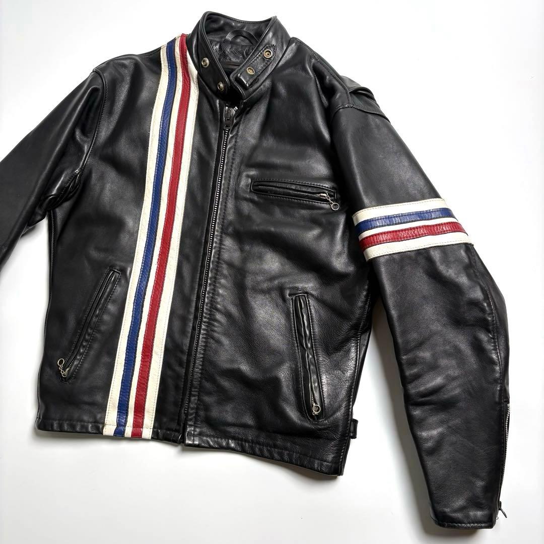 【米国製】Schott レザー ライダースジャケット 黒 40 馬革 671H