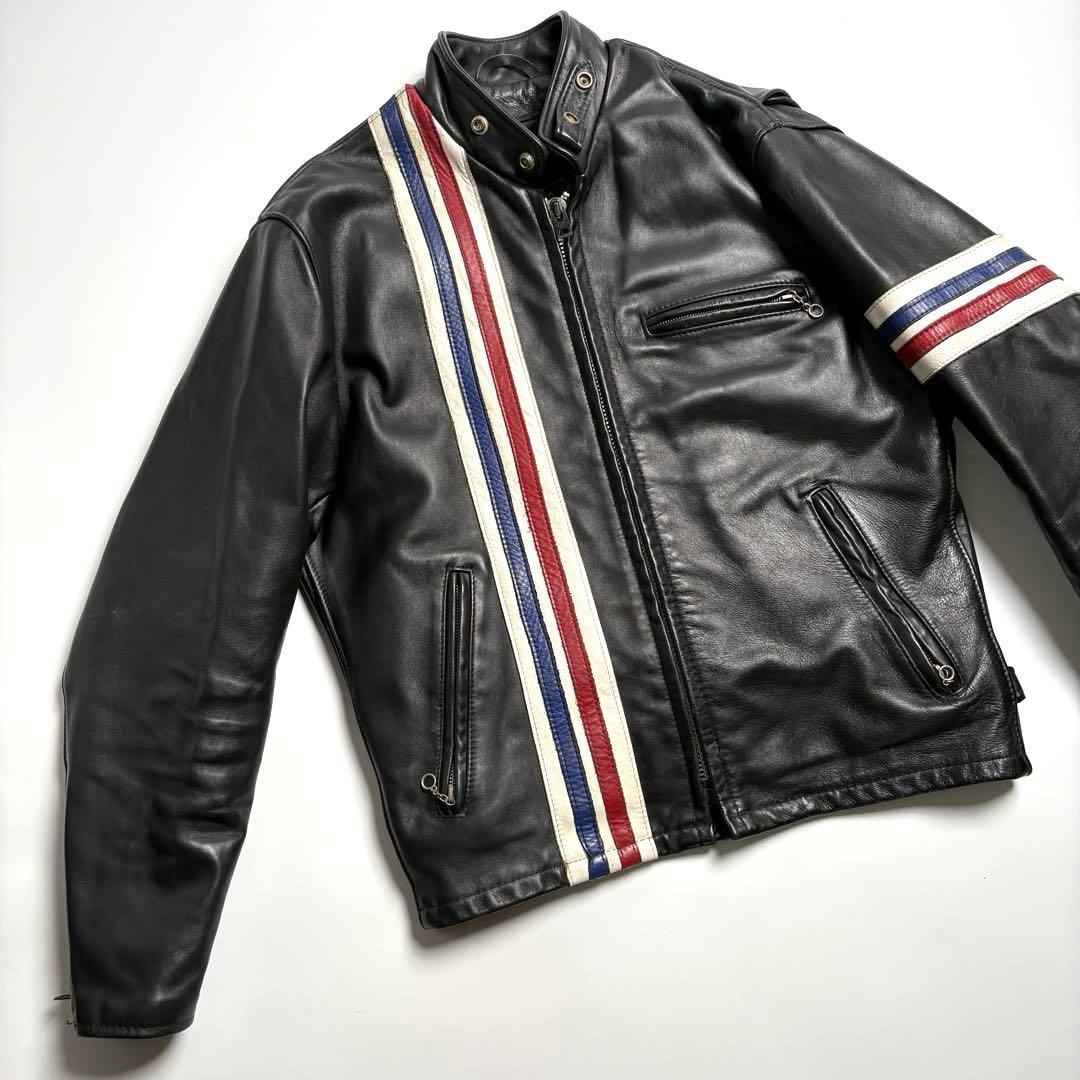 【米国製】Schott レザー ライダースジャケット 黒 40 馬革 671H