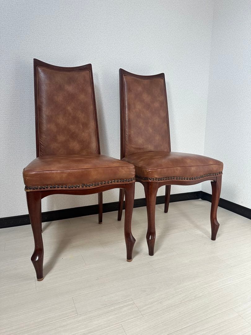 マルニ ベルサイユ ダイニングチェア 椅子 鋲打ち 猫脚 2脚セット ※i1※