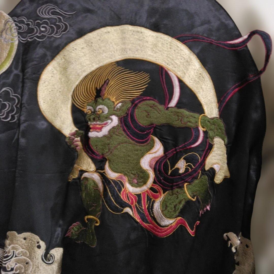 SATORI スカジャン 風神 雷神 刺繍 リバーシブル　M 漢字